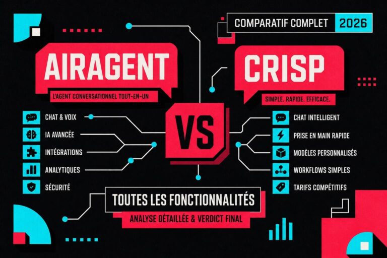 découvrez notre comparatif complet 2026 entre airagent et crisp. analyse détaillée des fonctionnalités, avantages et inconvénients pour choisir la meilleure solution pour vos besoins.