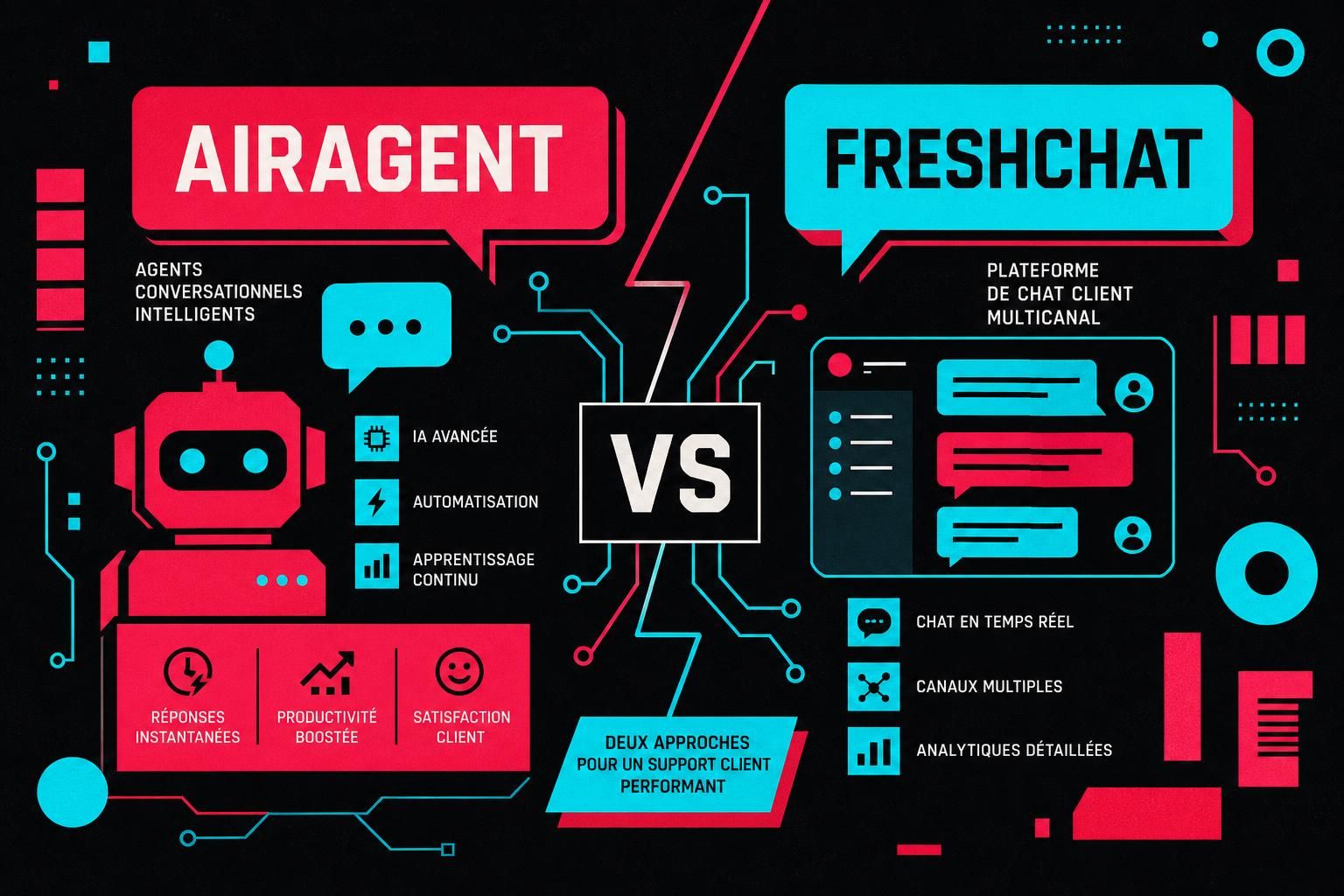 découvrez une comparaison détaillée entre airagent et freshchat pour choisir la meilleure solution de support client adaptée à vos besoins.